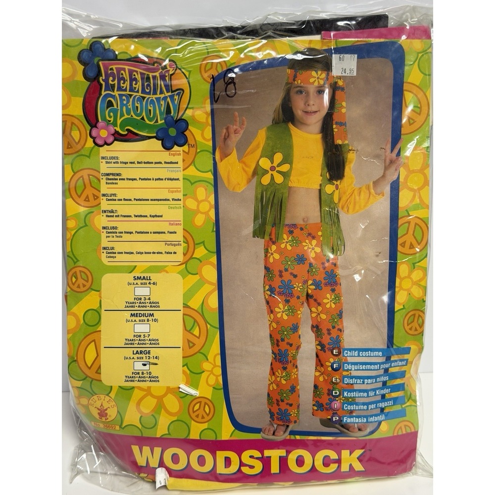 Girls Hippie Flower Child Groovy Costume Size 12/14 Halloween -Woodstock H-1